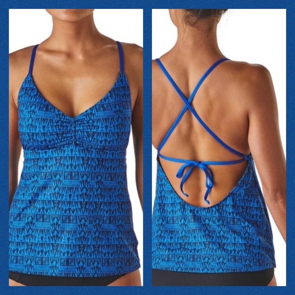 Patagonia Tankini Tribal Geo Navy Blue $99 NWT